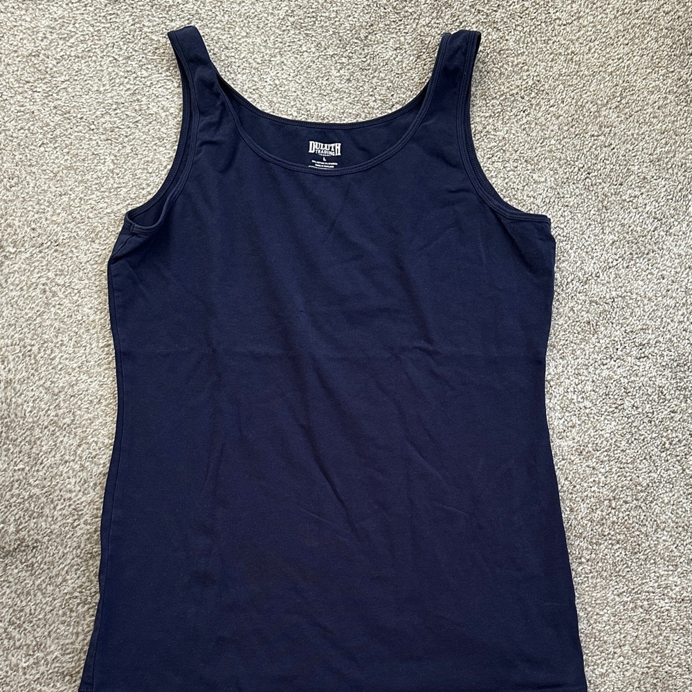 Duluth Trading No Yank Navy Tank Top
